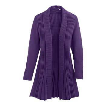 Cardigans for Women Long Sleeve Swingy Soft Knit Cardigan Sweater W/Pocket-Purple